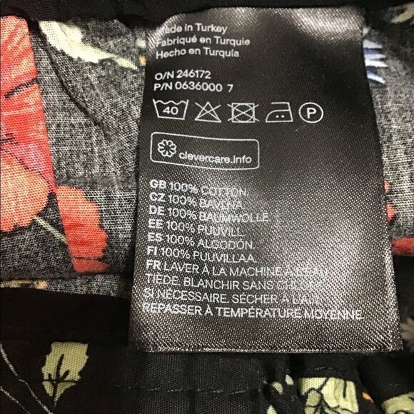 H&M Black Floral Print Paper Back Waist Self Tie Belt Size Small - Picture 8 of 8